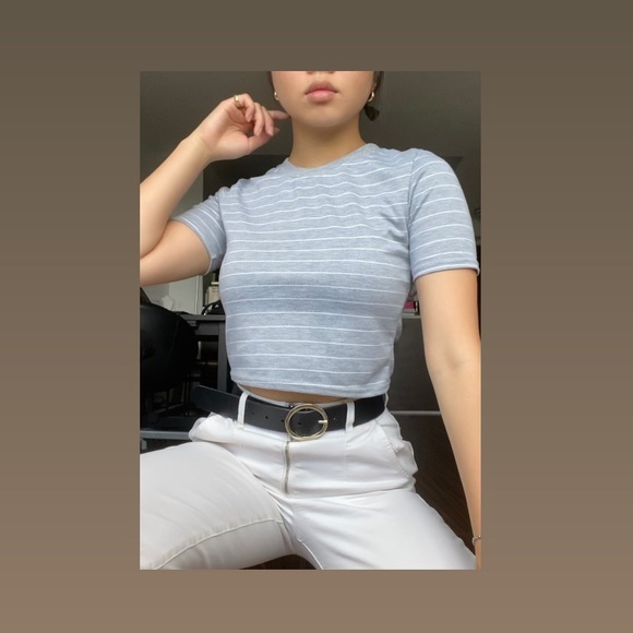 Grey Cropped Top T-Shirt - Picture 2 of 4